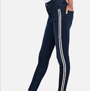 EXPRESS HIGH WAISTED SIDE STRIPE DENIM LEGGINGS